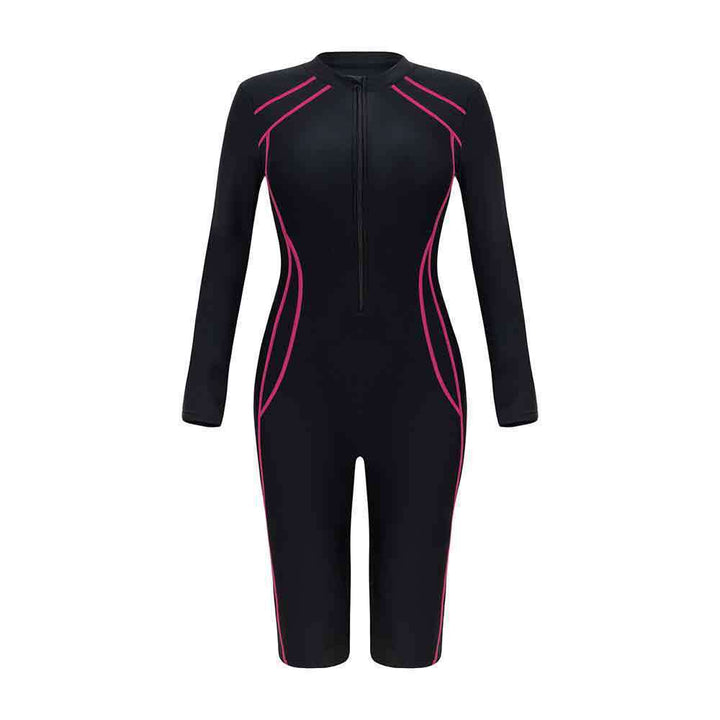 Damen Sportlicher Langarm-Schwimmanzug mit Reißverschluss Echo Archiv