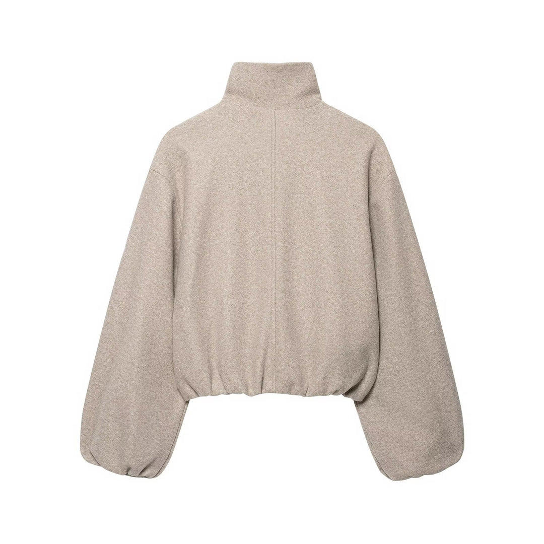 Damen Oversized Kurzblouson mit Stehkragen, Reißverschluss und elastischem Saum Echo Archiv