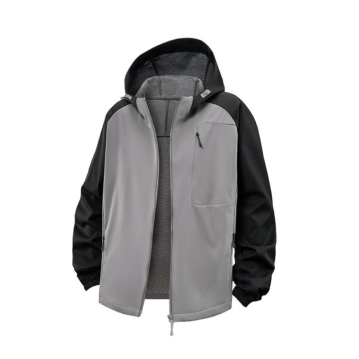 Herren Wasserdichte Softshell-Kapuzenjacke mit Fleece-Innenfutter, winddicht und mit Brustreißverschluss Echo Archiv