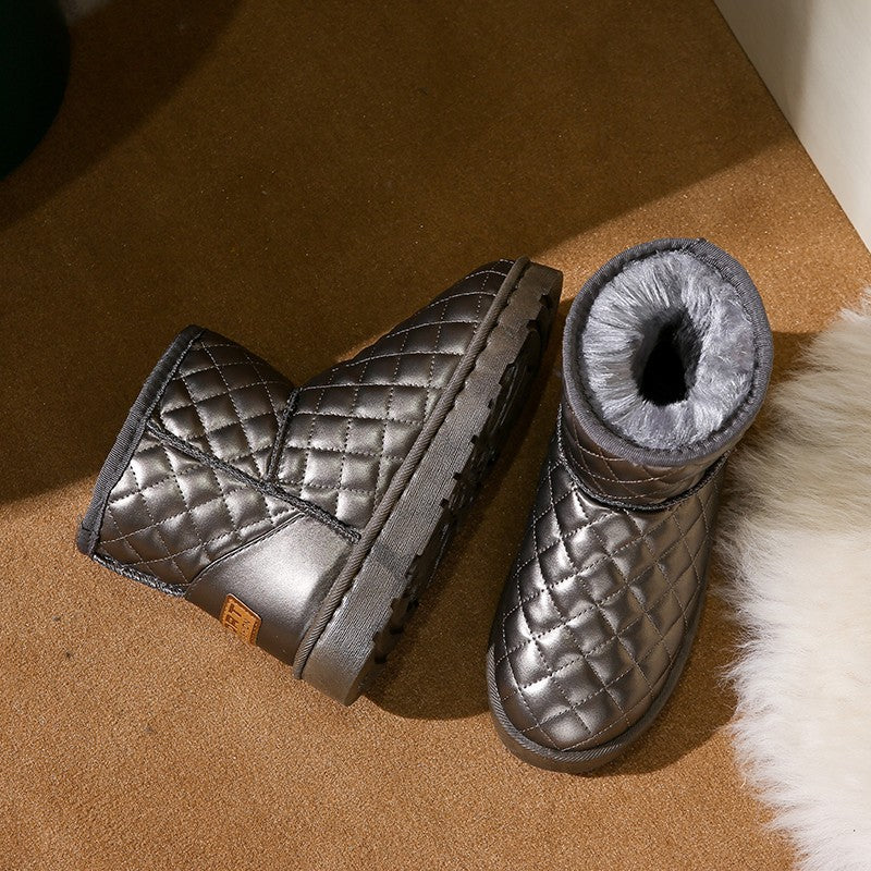 Damen Gestepptes Kurzstiefel-Boot mit Teddyfutter und rutschfester Profilsohle Echo Archiv