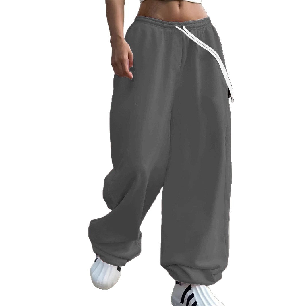 Damen weite Baggy-Jogginghose mit hohem Komfortbund, Kordelzug und elastischen Knöchelbündchen – Avélisse