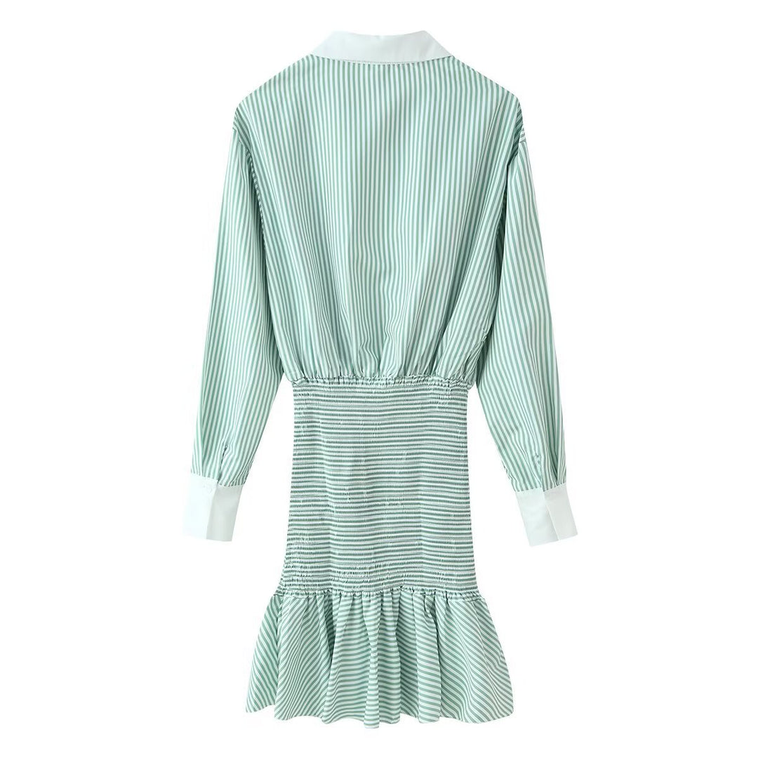Damen Hemdblusenkleid mit gerafftem Taillenbund und Volant Echo Archiv