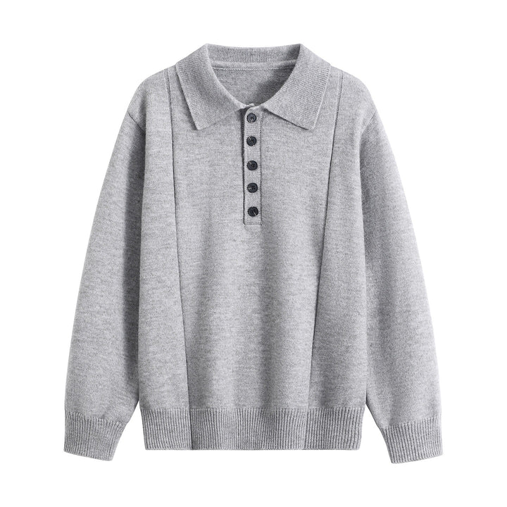 Damen Lockerer Feinstrick-Polo mit Halbknopf-Leiste und gerippten Bündchen Echoarchiv