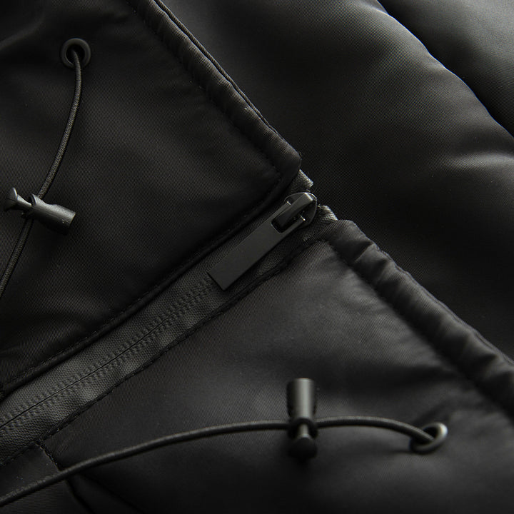 Damen kurz geschnittene Steppjacke mit hohem Stehkragen, weitem Funnel‑Hood und wasserabweisender Oberfläche – Célinea