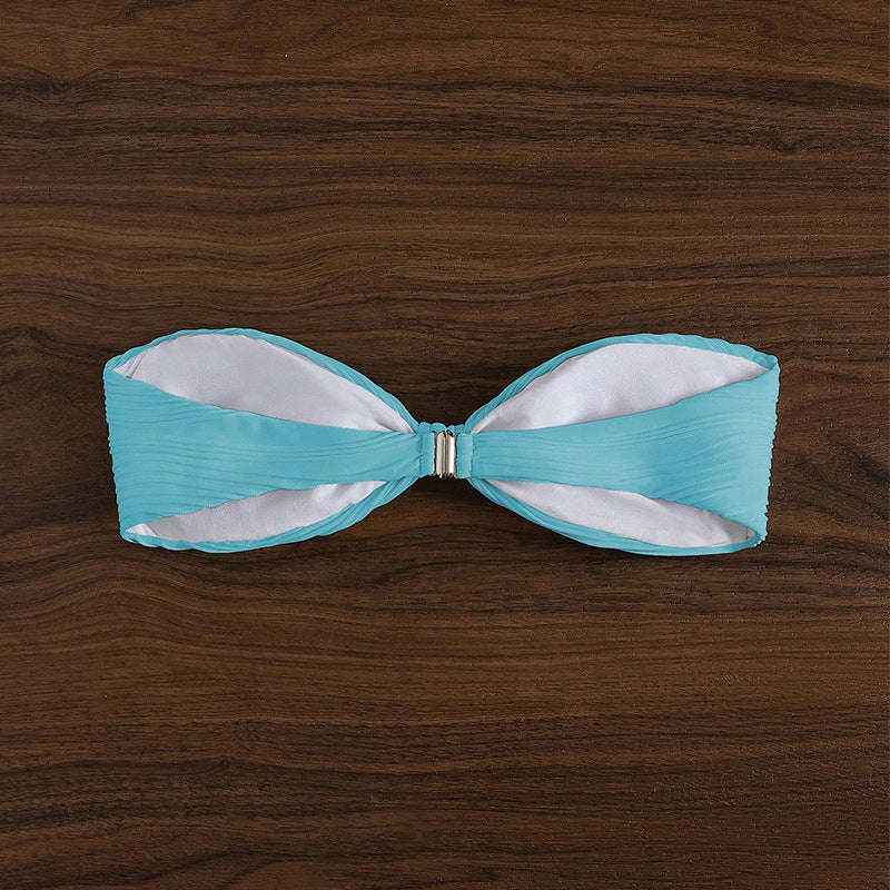 Damen Bandeau-Bikini-Oberteil mit Plissee-Design Echo Archiv