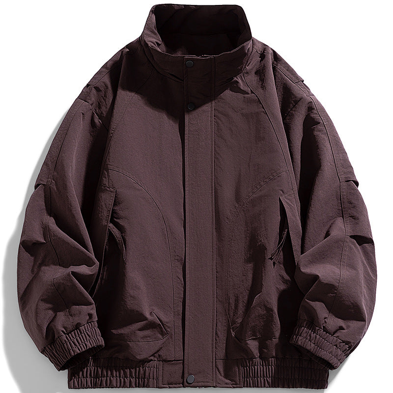 Herren moderne Utility-Blouson mit Stehkragen, verdecktem Druckknopfverschluss und elastischem Saum – Taviero