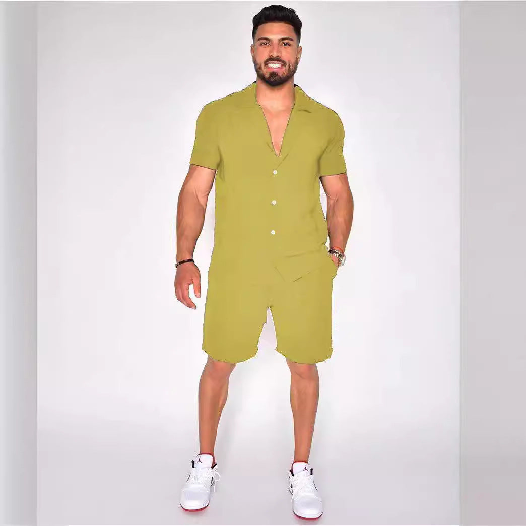 Herren lässiges Kurzarmhemd und Shorts Set Echoarchiv
