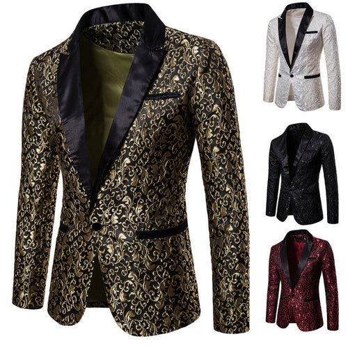 Herren Eleganter Samt-Blazer mit floralem Muster Echoarchiv