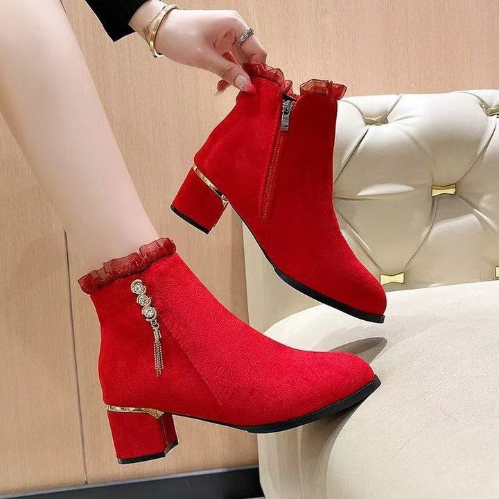Damen Elegante Ankle Boots mit Rüschen-Detail Echo Archiv
