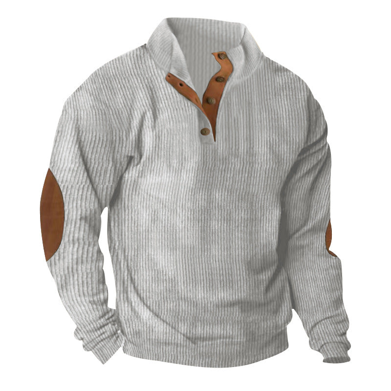 Herren Strukturierter Pullover mit modischen Lederapplikationen Echoarchiv