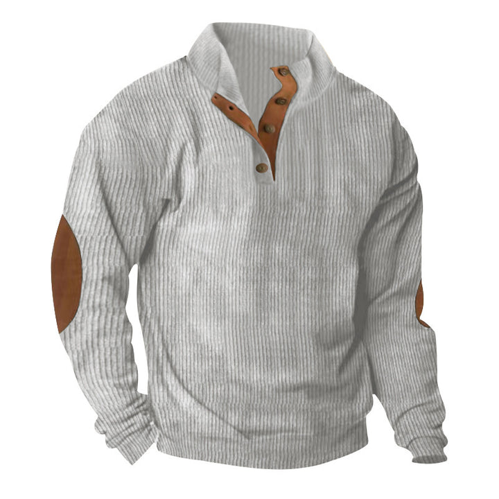 Herren Strukturierter Pullover mit modischen Lederapplikationen Echoarchiv