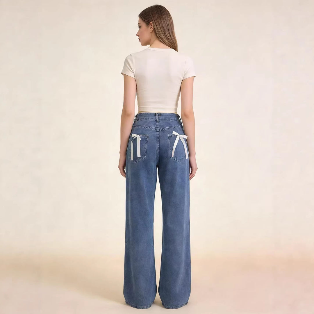 Damen nan hochgeschnittene extra-lange Schlagjeans mit weitem Bein und cleanem Five-Pocket-Schnitt Echo Archiv