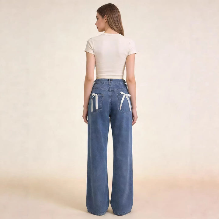 Damen nan hochgeschnittene extra-lange Schlagjeans mit weitem Bein und cleanem Five-Pocket-Schnitt Echo Archiv