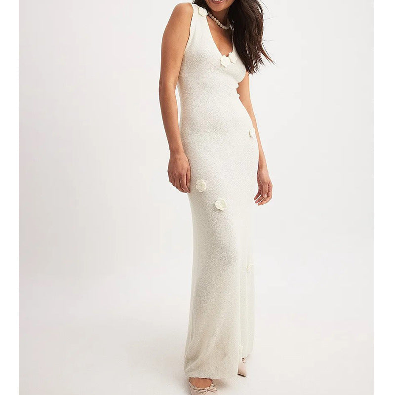 Damen Maxi-Strickkleid mit raffinierten Blumenapplikationen Echo Archiv