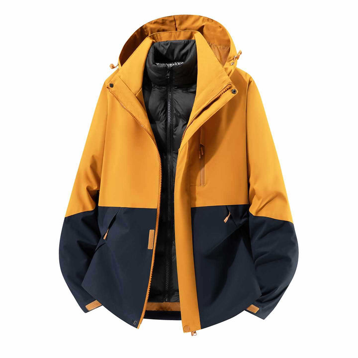 Herren Wasserfeste dreiteilige Winterjacke mit abnehmbarer Daunen-Innenjacke und Kapuze Echo Archiv