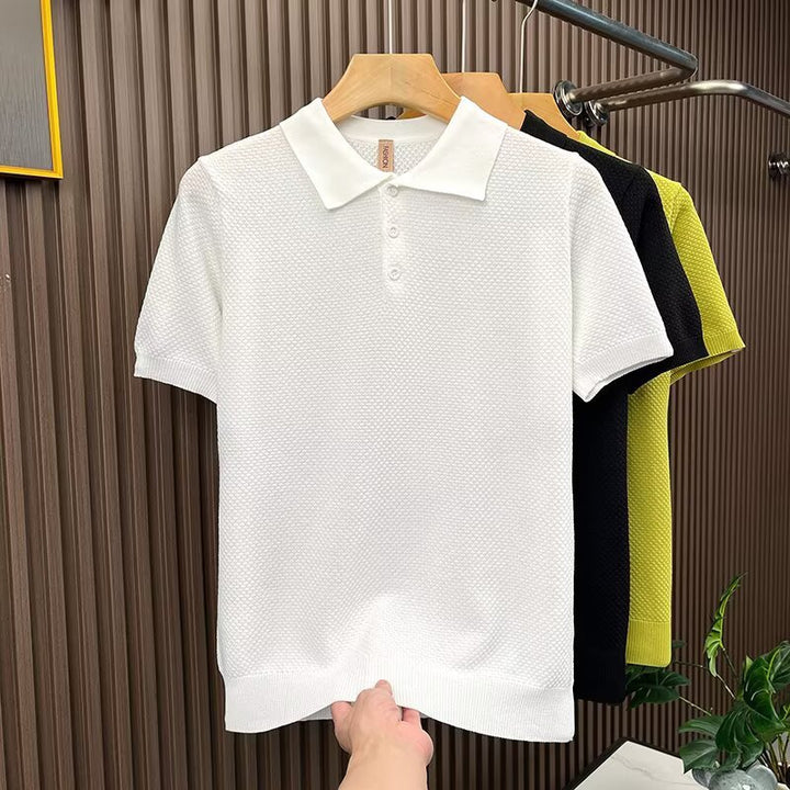 Herrenmode Poloshirt mit kurzen Ärmeln und Struktur Echo Archive