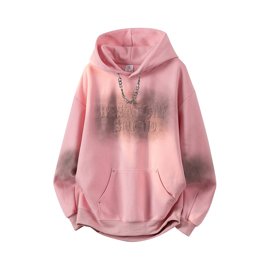 Unisex Oversize Kapuzenpullover mit handschriftlichem Grafik-Print, Kängurutasche & geripptem Saum Echoarchiv