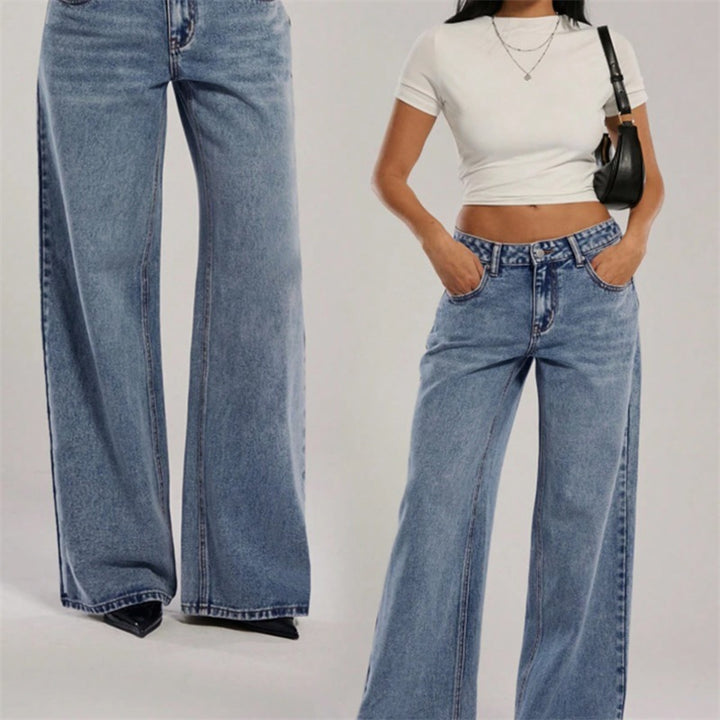 Damen Hochtaillierte Denimhose mit extraweiter Beinform und cleaner Vintage‑Waschung Echo Archiv