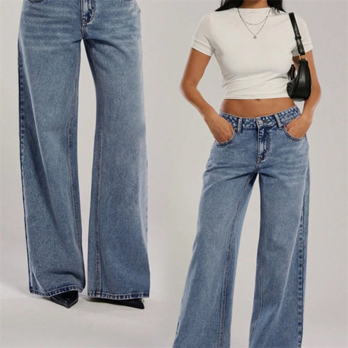 Damen Hochtaillierte Denimhose mit extraweiter Beinform und cleaner Vintage‑Waschung Echo Archiv