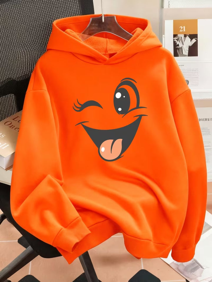 Damen Lustiger Kapuzenpullover mit einzigartigem Emoji-Design Echoarchiv