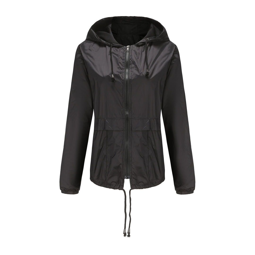Damen nan leichte Windjacke mit Kapuze Mesh-Futter Kordelzug und Reißverschluss Echo Archiv