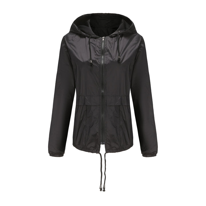 Damen nan leichte Windjacke mit Kapuze Mesh-Futter Kordelzug und Reißverschluss Echo Archiv