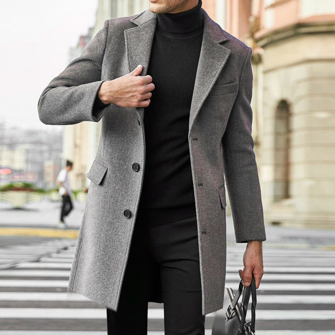 Herren Klassischer Wollmantel mit eleganten Knopfdetails – Montevé