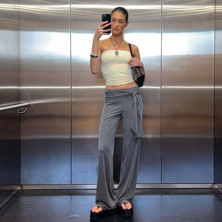 Damen Fließende Palazzohose mit stylischem Wickelband Echo Archiv