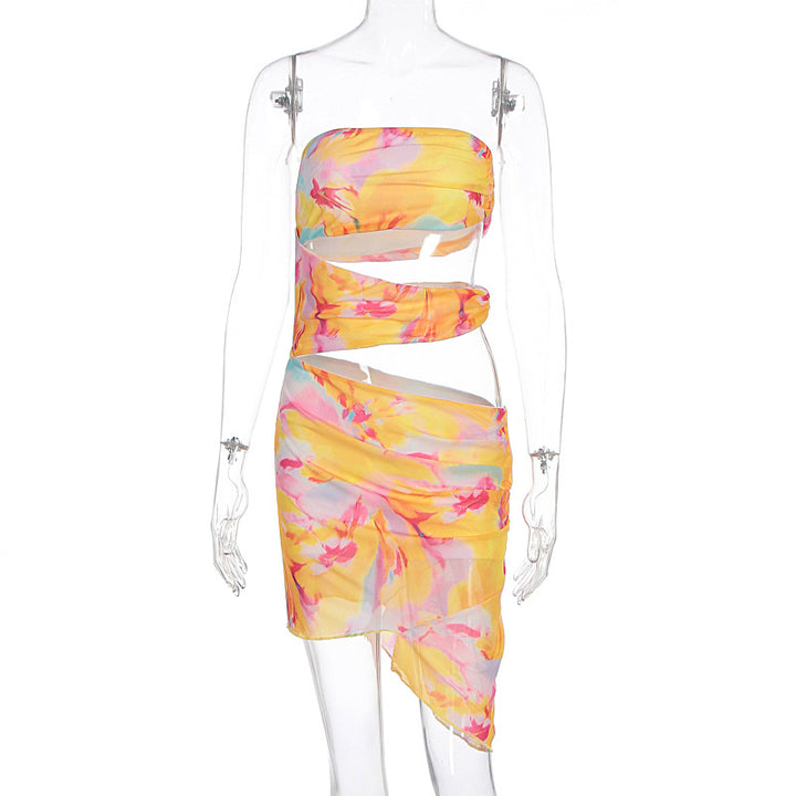 Damen Mini-Kleid mit asymmetrischem Schnitt und farbenfrohen Details Echo Archiv