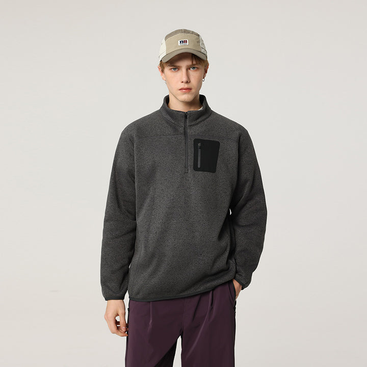 Herren Halbzip-Fleecepullover mit Brustreißverschlusstasche und Stehkragen Echo Archiv