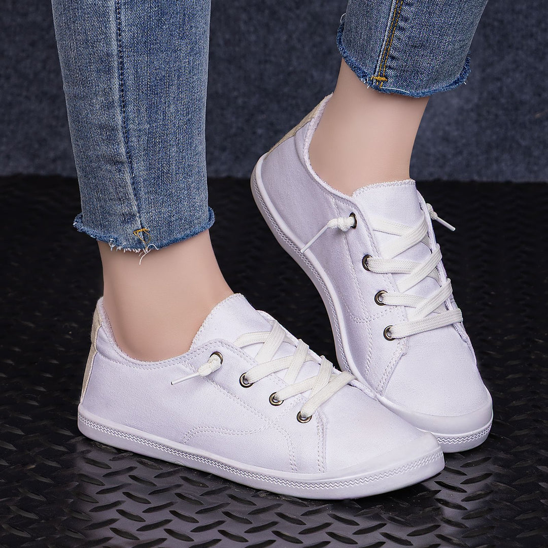 Damen nan klassische Canvas-Sneaker low-top mit verstärkter Gummisohle, Metallösen und gepolstertem Fersenkragen Echo Archiv