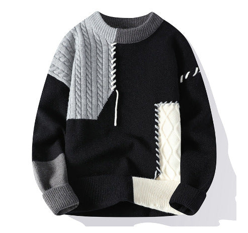 Herren Strickpullover mit kreativem Muster und strukturierten Akzenten Echoarchiv