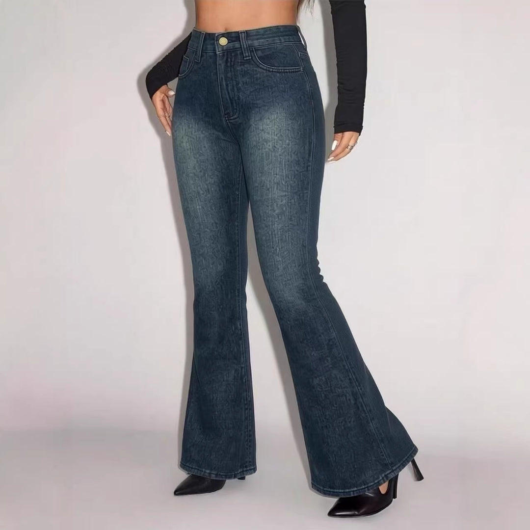 Damen Flared Jeans mit hohem Bund und einzigartigem Strukturdesign Echo Archiv