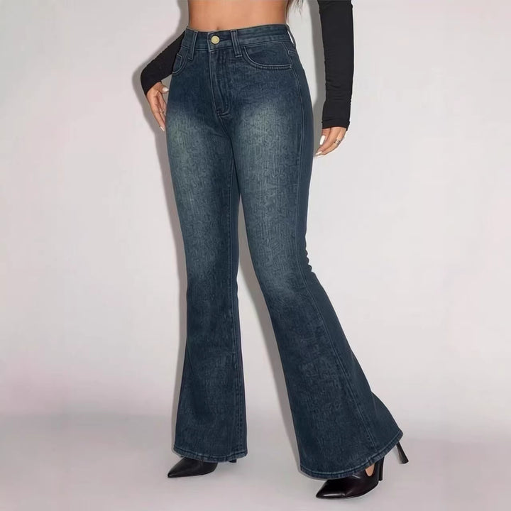 Damen Flared Jeans mit hohem Bund und einzigartigem Strukturdesign Echo Archiv