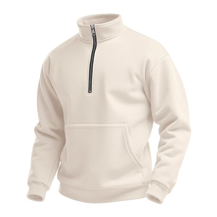 Herren Fleece-Pullover mit halbem Reißverschluss und praktischer Kängurutasche Echoarchiv