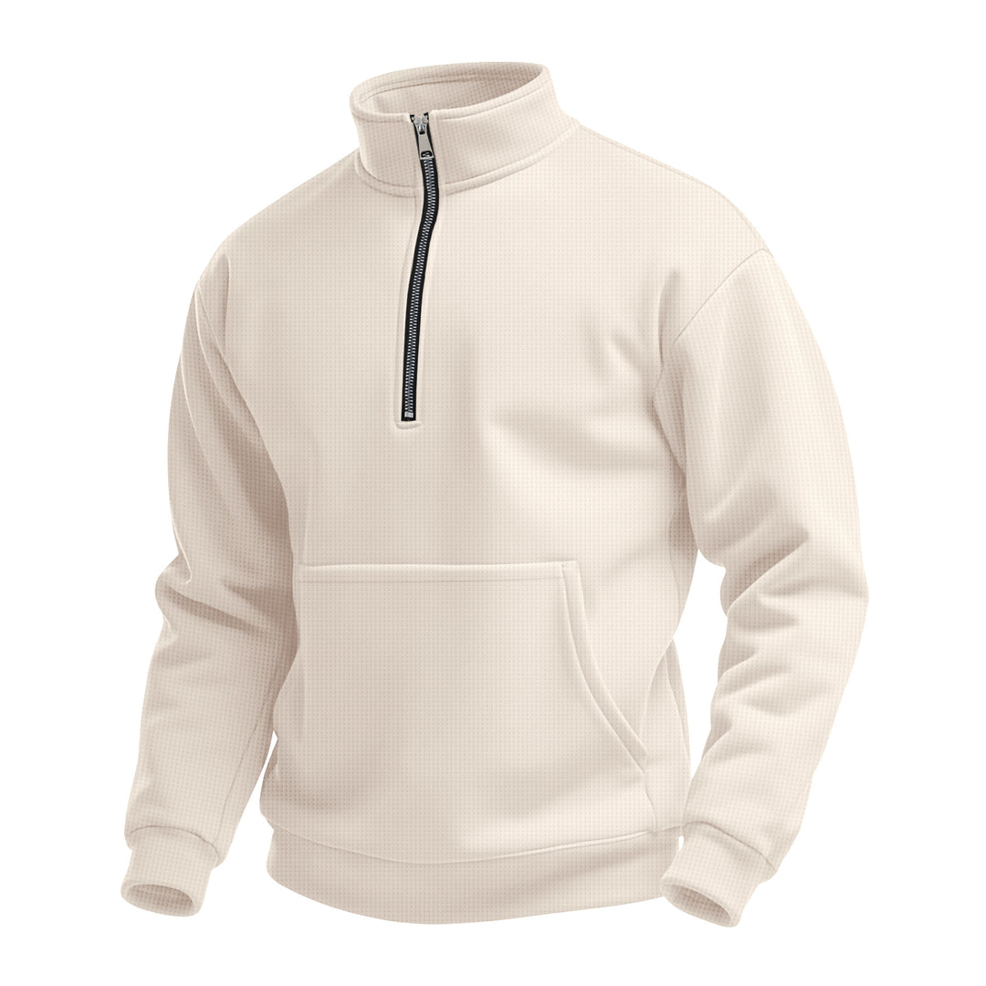 Herren Fleece-Pullover mit Stehkragen und praktischer Kängurutasche Echoarchiv