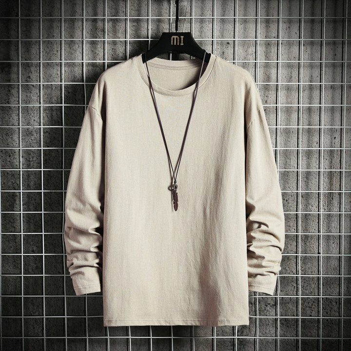 Herren nan lässiges Baumwoll-Basic-Langarmshirt mit Rundhals, Relaxed Fit und verstärkter Saumverarbeitung Echo Archiv
