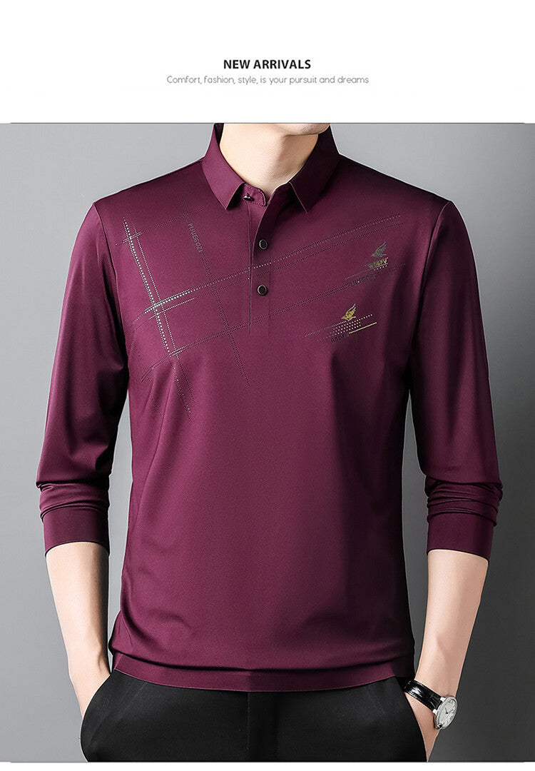 Herren Sportliches Langarm Poloshirt mit innovativem Design Echoarchiv