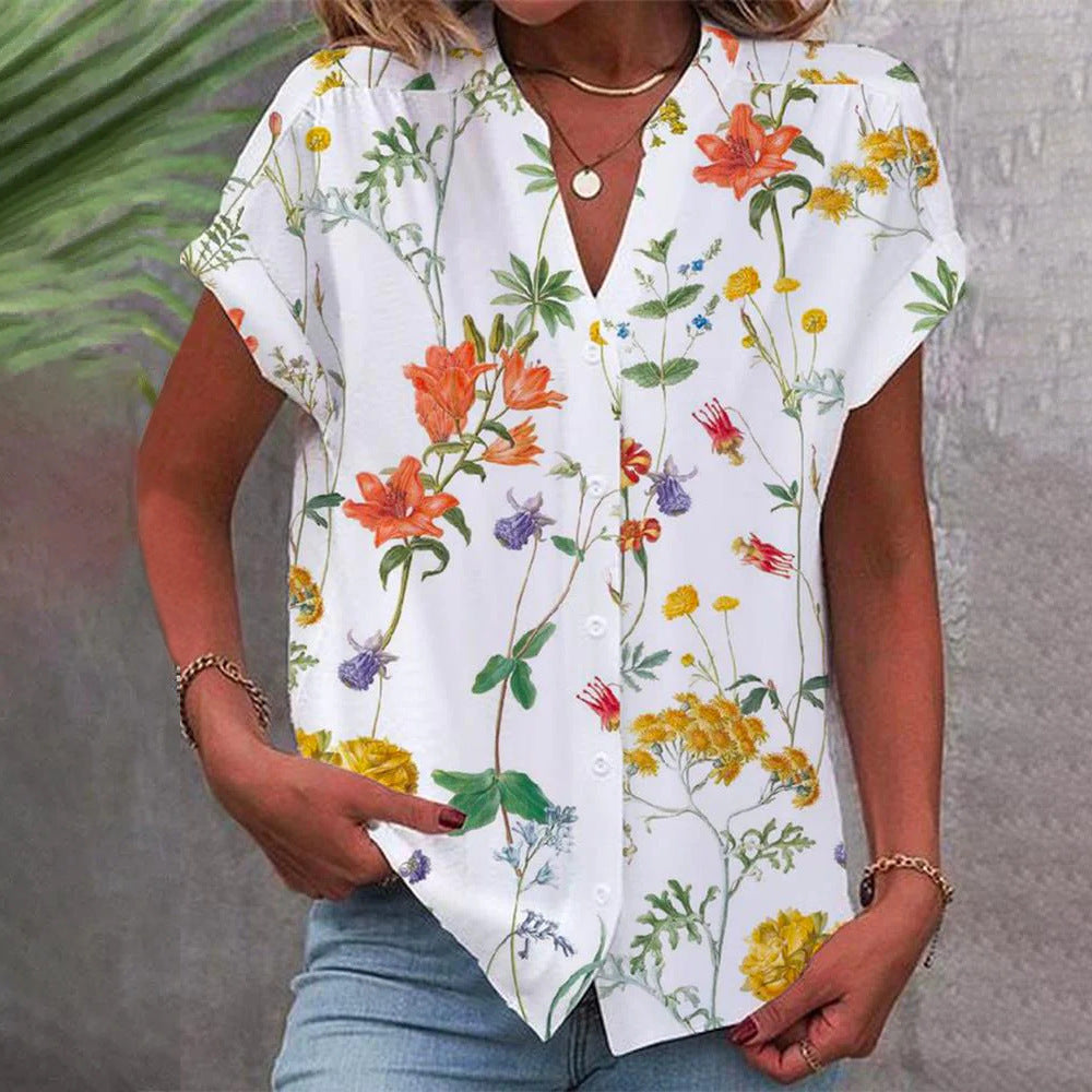 Damen Bluse mit floralem Design und Knopfleiste Echo Archiv