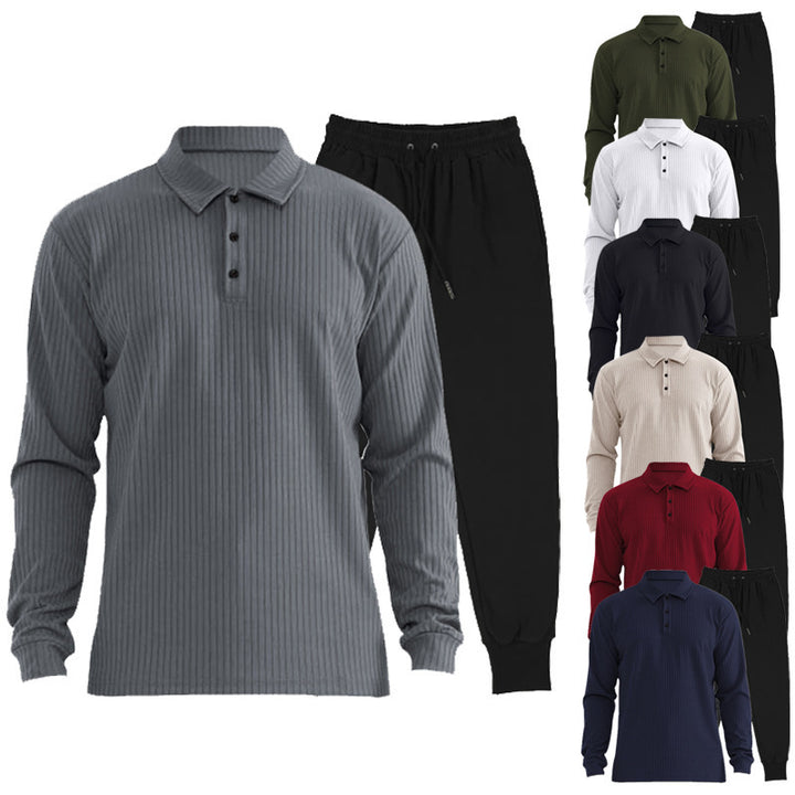 Herren Sportliches Langarm-Polo und Jogginghose Set Echoarchiv