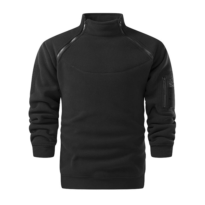 Herren Taktischer Microfleece-Troyer mit hohem Stehkragen, Ärmel‑Zipfach und Raglanärmeln Echo Archiv