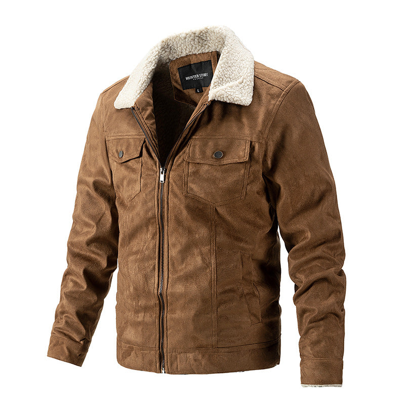 Herren Steppjacke im Biker-Stil mit warmem Teddykragen Echoarchiv
