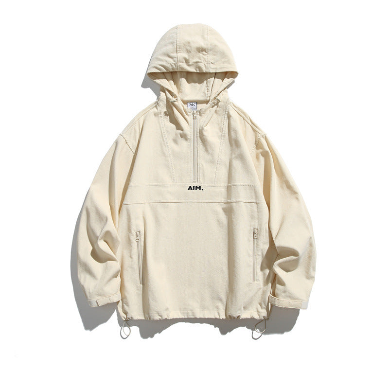 Unisex Oversize Kapuzen-Anorak mit Halbzip, Tunnelzug und Reißverschlusstaschen Echoarchiv