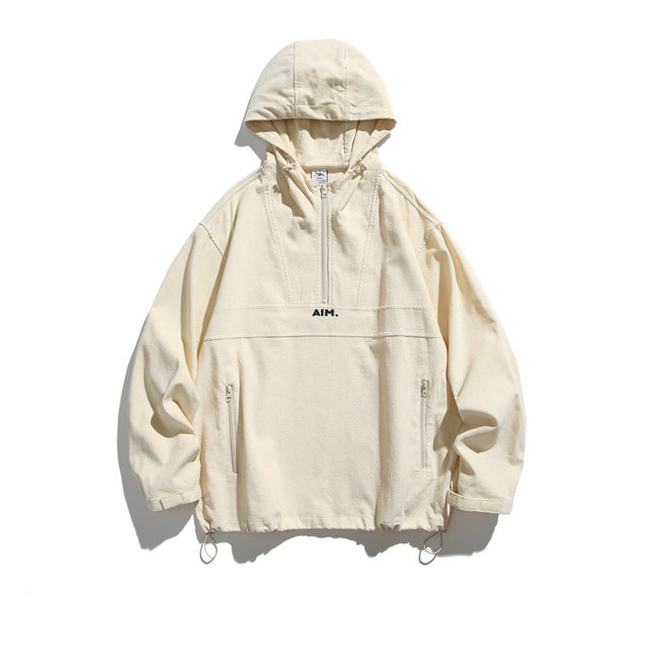 Unisex Oversize Kapuzen-Anorak mit Halbzip, Tunnelzug und Reißverschlusstaschen Echoarchiv