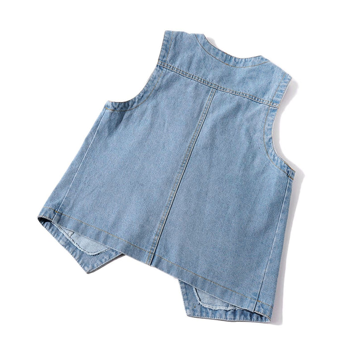 Damen lässige Denim-Weste mit Knopfdetails und aufgesetzten Taschen Echo Archiv