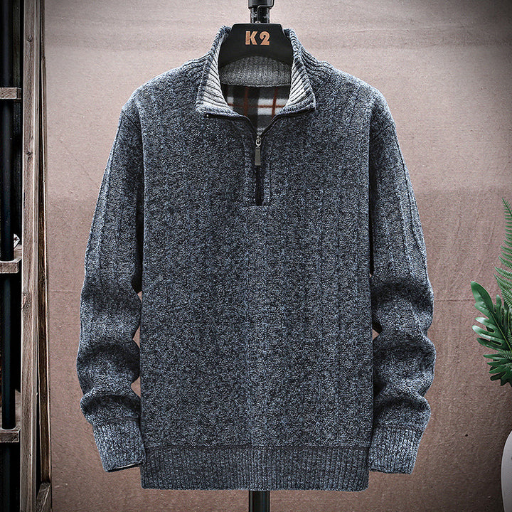 Herren Strickpullover mit Stehkragen und halbem Reißverschluss Echoarchiv