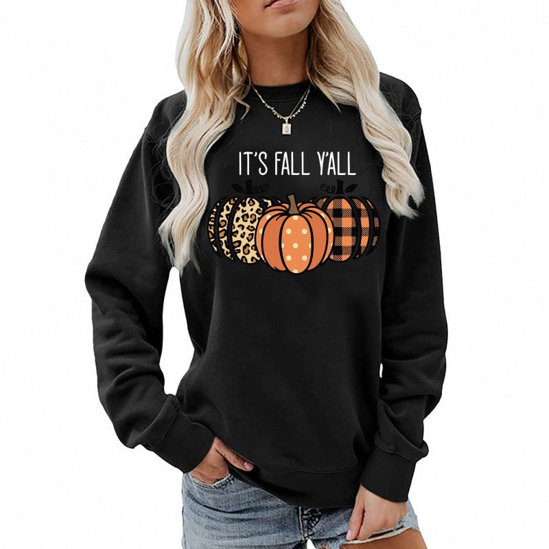 Damen nan lässiges Herbst Sweatshirt mit Kürbismotiv und Rundhalsausschnitt Echo Archiv