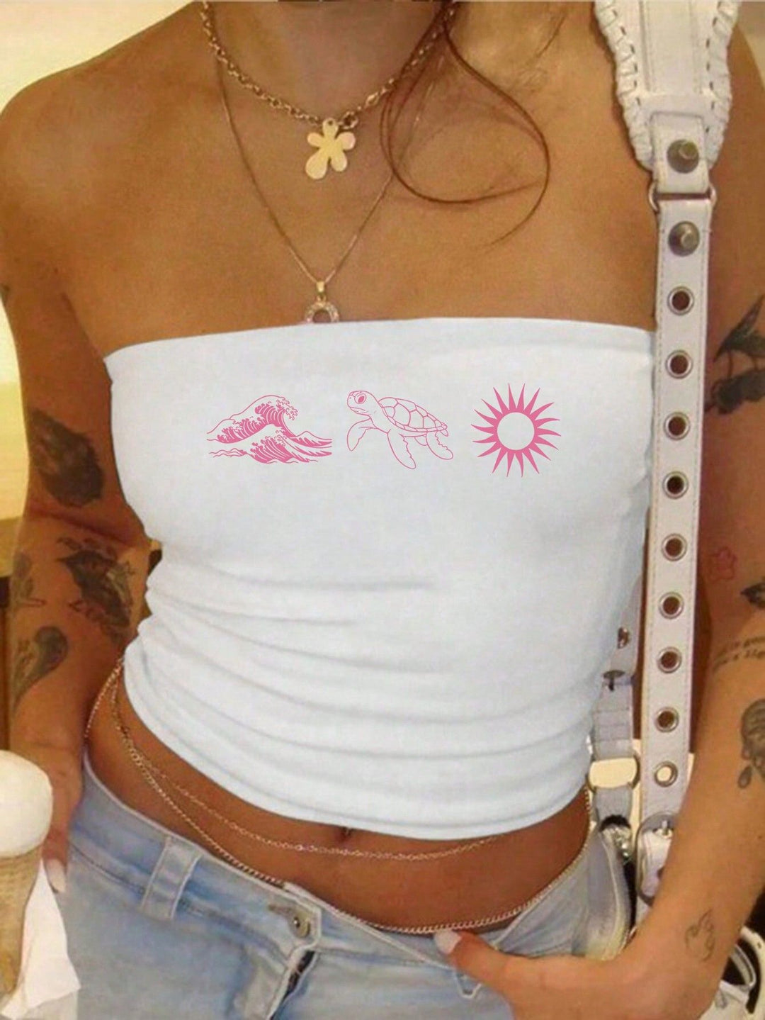 Damen Bandeau-Top mit fröhlichem Gespenster-Motiv Echo Archiv