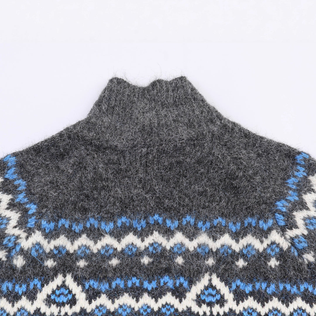Damen Strick-Cardigan mit Norwegermuster und hohem Rollkragen Echoarchiv