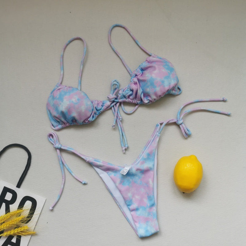 Damen Triangel-Bikini-Set mit verspielten Bindebändern und schickem Farbkontrast Echo Archiv